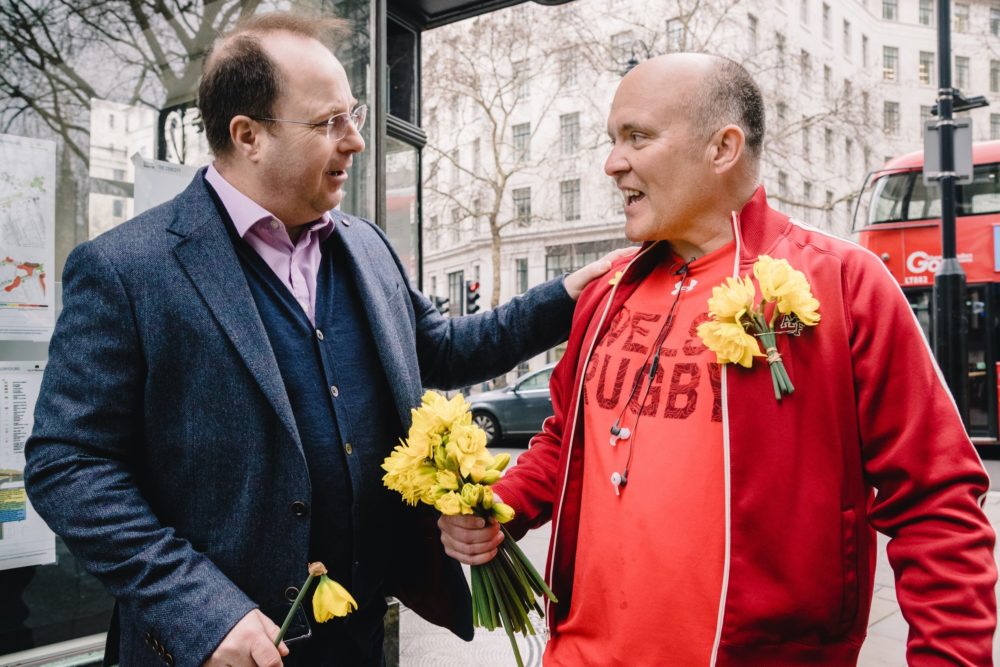 Handing out Daffodils at Oxford Circus